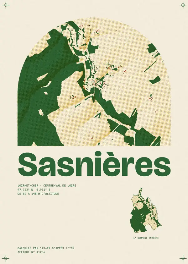 Affiche de Sasnières, calculée par 123-fr d'après l'IGN