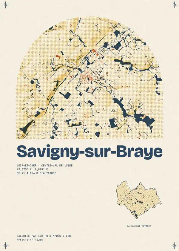 Affiche de Savigny-sur-Braye, calculée par 123-fr d'après l'IGN