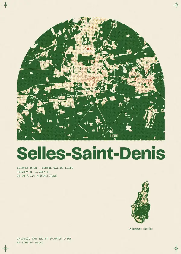 Affiche de Selles-Saint-Denis, calculée par 123-fr d'après l'IGN
