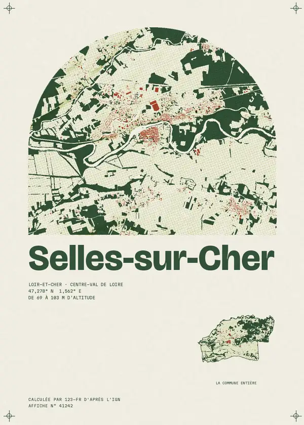 Affiche de Selles-sur-Cher, calculée par 123-fr d'après l'IGN