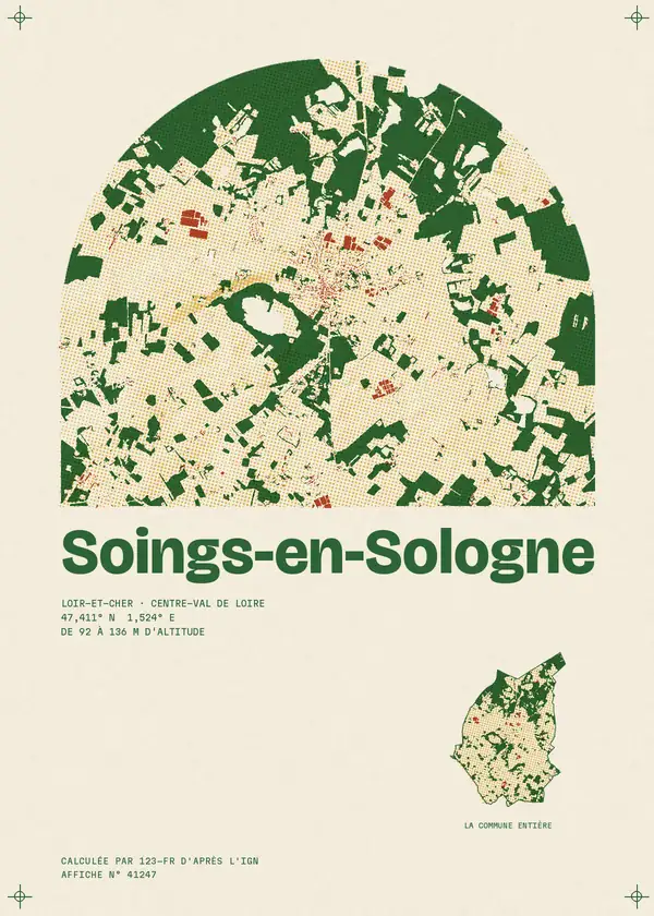 Affiche de Soings-en-Sologne, calculée par 123-fr d'après l'IGN