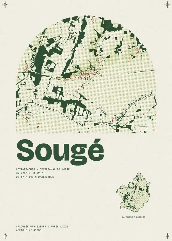 Affiche de Sougé, calculée par 123-fr d'après l'IGN