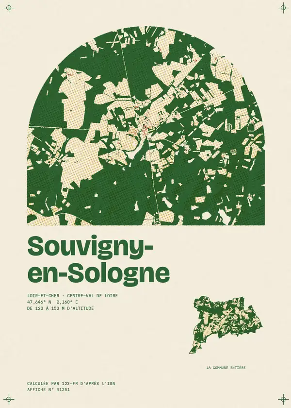 Affiche de Souvigny-en-Sologne, calculée par 123-fr d'après l'IGN