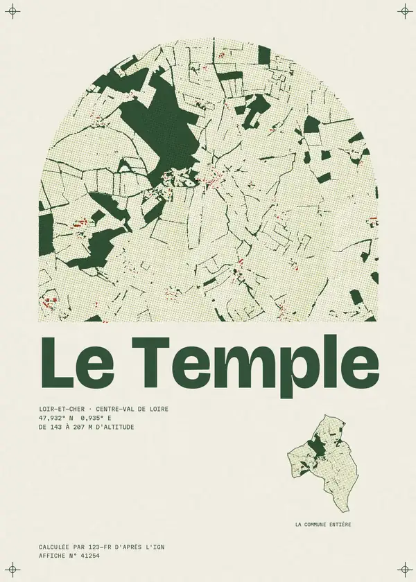 Affiche de Le Temple, calculée par 123-fr d'après l'IGN