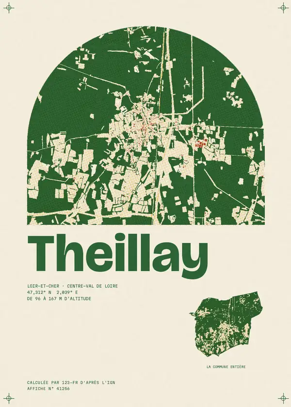 Affiche de Theillay, calculée par 123-fr d'après l'IGN