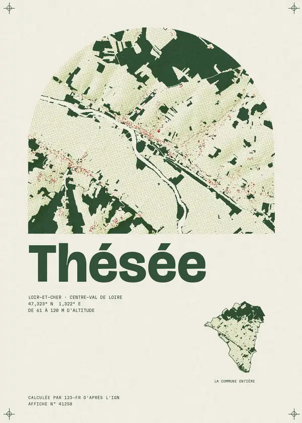 Affiche de Thésée, calculée par 123-fr d'après l'IGN