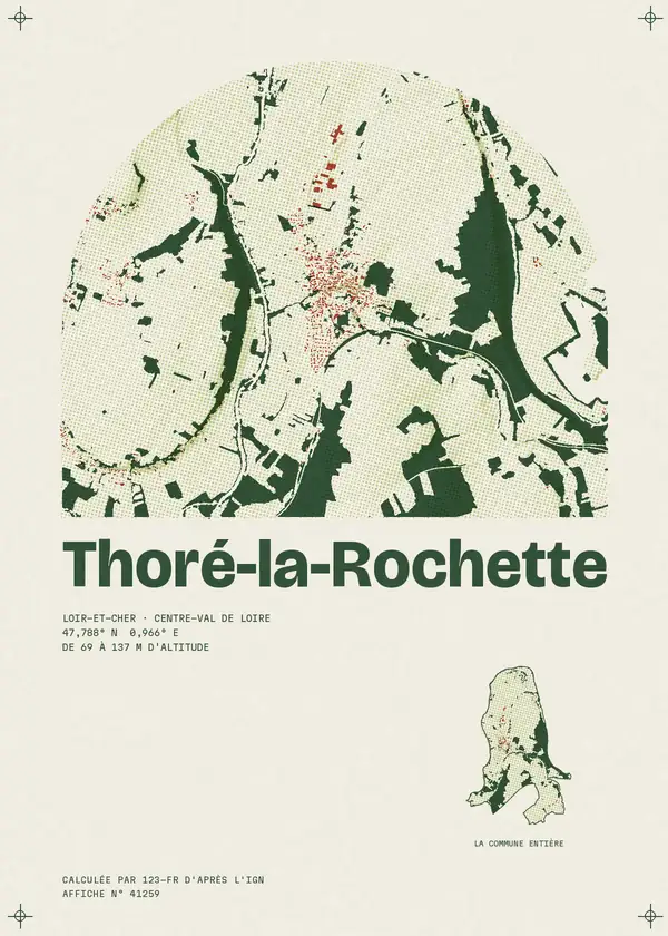 Affiche de Thoré-la-Rochette, calculée par 123-fr d'après l'IGN