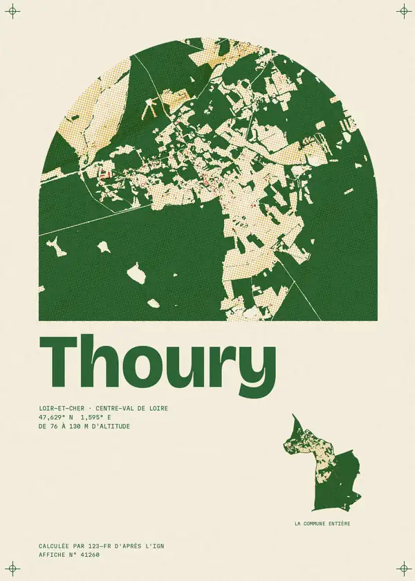 Affiche de Thoury, calculée par 123-fr d'après l'IGN