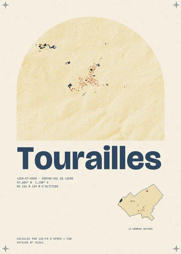 Affiche de Tourailles, calculée par 123-fr d'après l'IGN