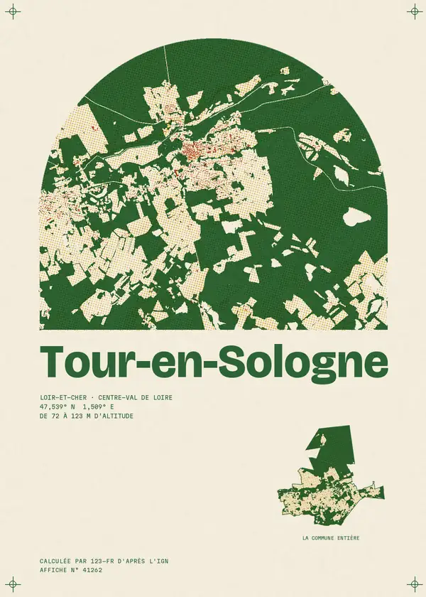 Affiche de Tour-en-Sologne, calculée par 123-fr d'après l'IGN