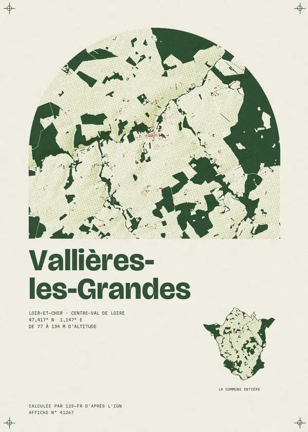 Affiche de Vallières-les-Grandes, calculée par 123-fr d'après l'IGN