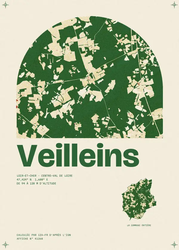 Affiche de Veilleins, calculée par 123-fr d'après l'IGN