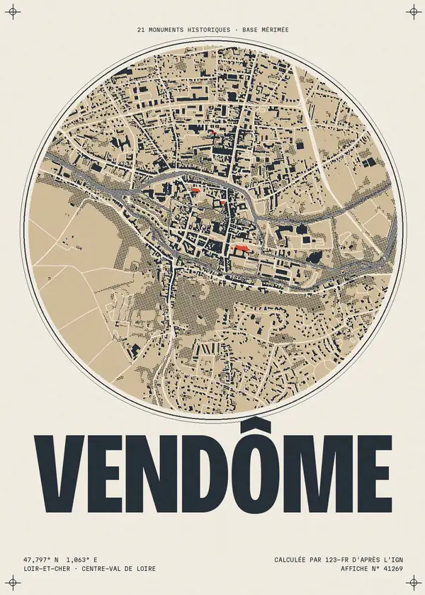 Affiche de Vendôme, calculée par 123-fr d'après l'IGN