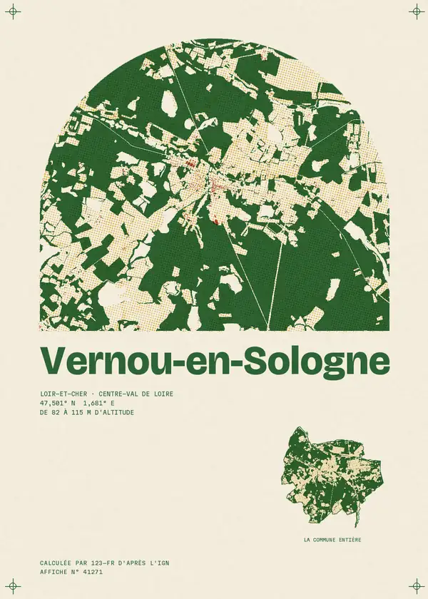 Affiche de Vernou-en-Sologne, calculée par 123-fr d'après l'IGN