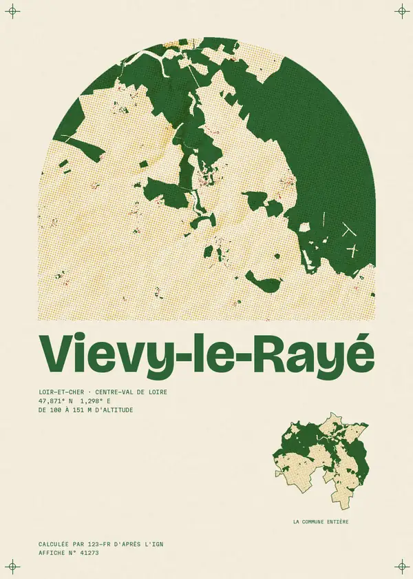 Affiche de Vievy-le-Rayé, calculée par 123-fr d'après l'IGN