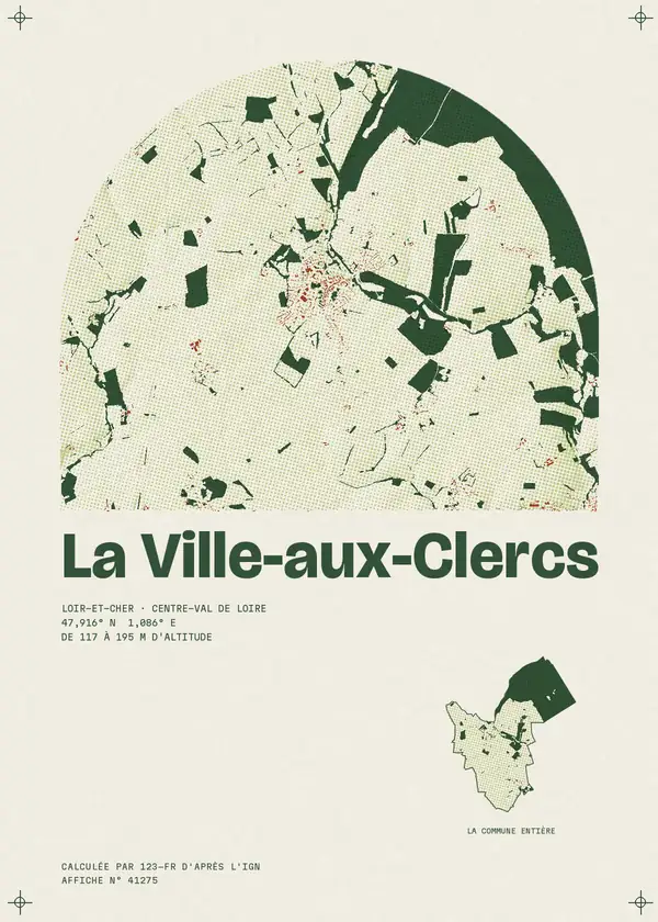 Affiche de La Ville-aux-Clercs, calculée par 123-fr d'après l'IGN