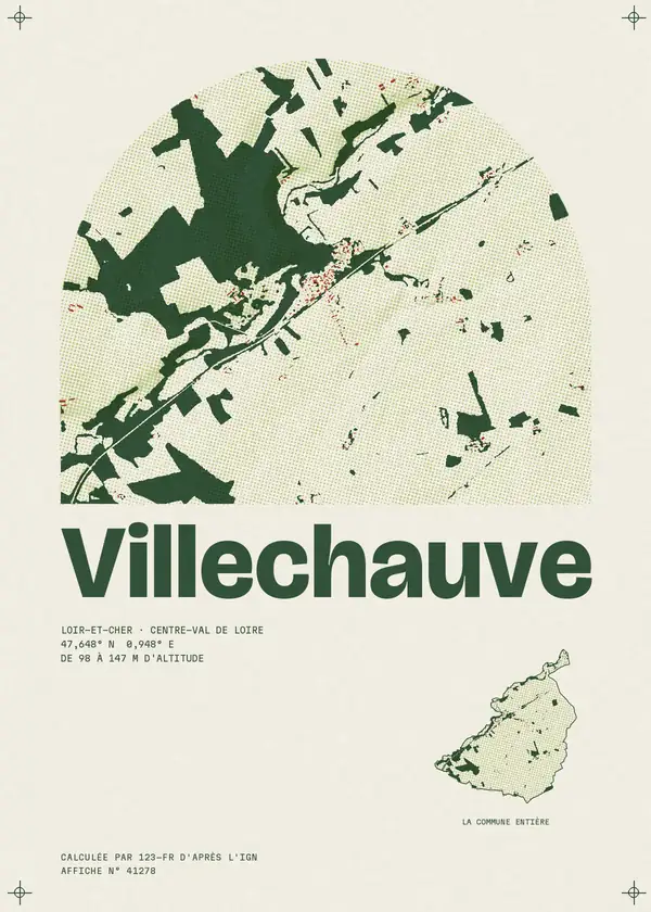 Affiche de Villechauve, calculée par 123-fr d'après l'IGN