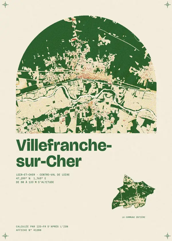 Affiche de Villefranche-sur-Cher, calculée par 123-fr d'après l'IGN