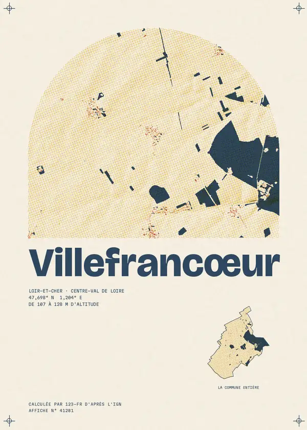 Affiche de Villefrancœur, calculée par 123-fr d'après l'IGN