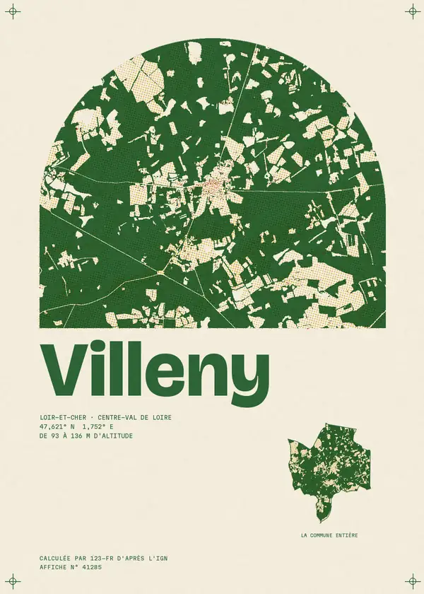 Affiche de Villeny, calculée par 123-fr d'après l'IGN