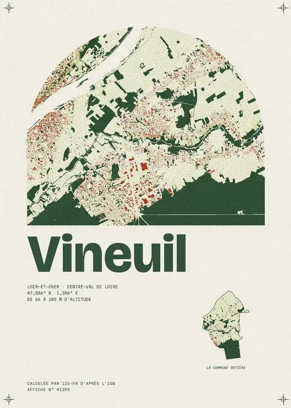 Affiche de Vineuil, calculée par 123-fr d'après l'IGN