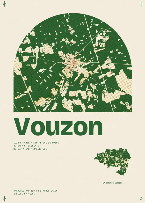Affiche de Vouzon, calculée par 123-fr d'après l'IGN