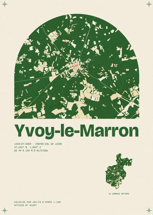 Affiche de Yvoy-le-Marron, calculée par 123-fr d'après l'IGN