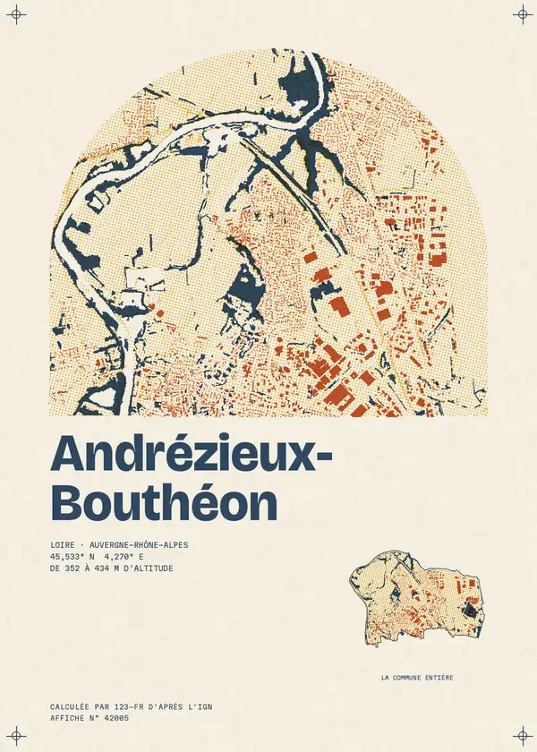 Affiche de Andrézieux-Bouthéon, calculée par 123-fr d'après l'IGN