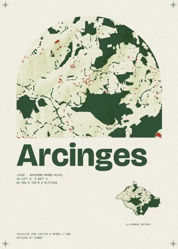 Affiche de Arcinges, calculée par 123-fr d'après l'IGN