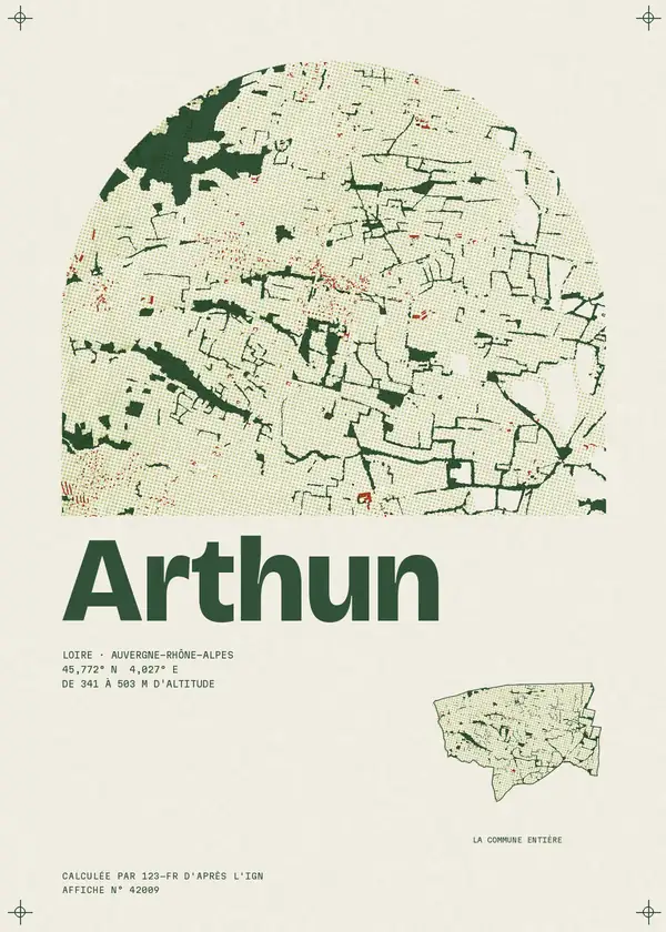 Affiche de Arthun, calculée par 123-fr d'après l'IGN