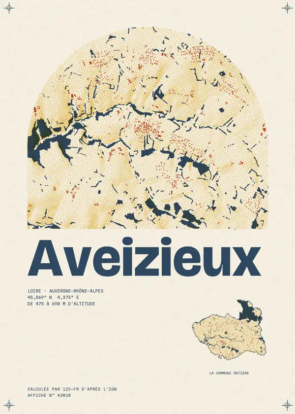Affiche de Aveizieux, calculée par 123-fr d'après l'IGN