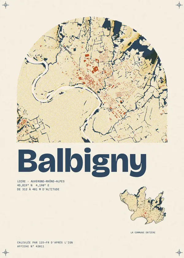 Affiche de Balbigny, calculée par 123-fr d'après l'IGN