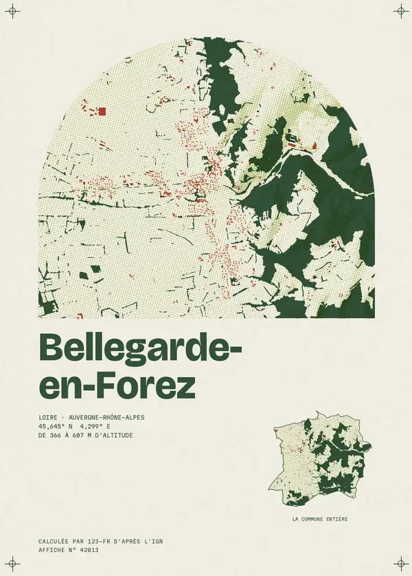 Affiche de Bellegarde-en-Forez, calculée par 123-fr d'après l'IGN