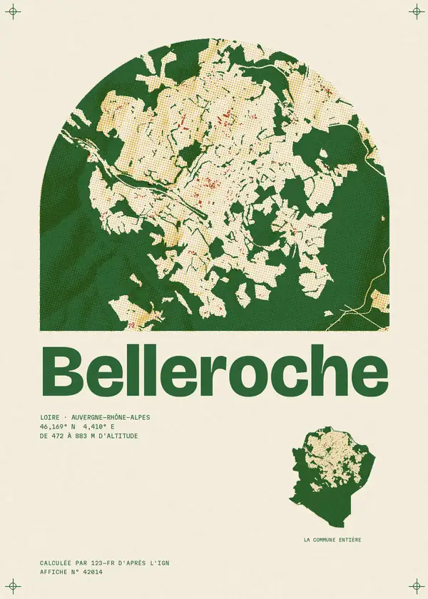 Affiche de Belleroche, calculée par 123-fr d'après l'IGN