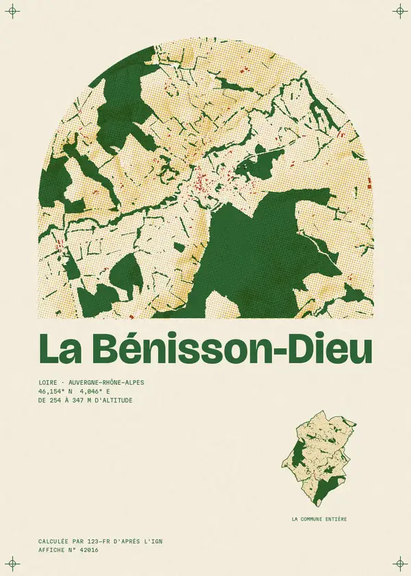 Affiche de La Bénisson-Dieu, calculée par 123-fr d'après l'IGN