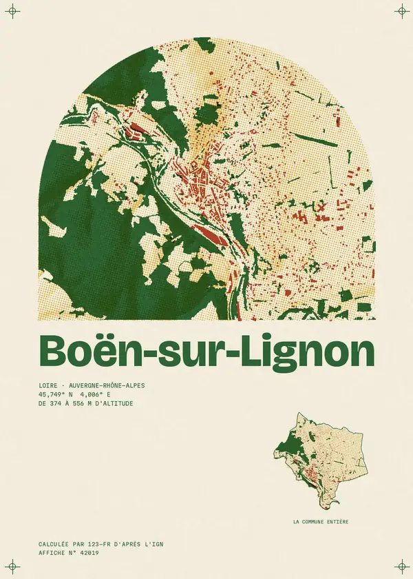 Affiche de Boën-sur-Lignon, calculée par 123-fr d'après l'IGN