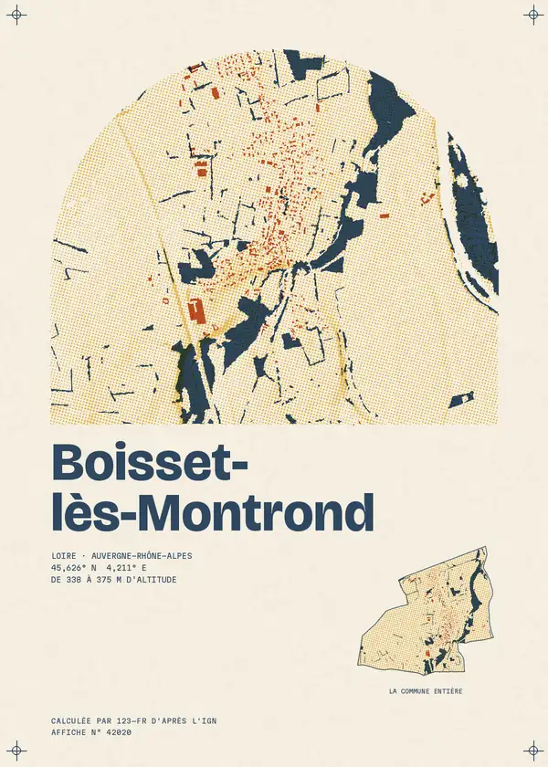 Affiche de Boisset-lès-Montrond, calculée par 123-fr d'après l'IGN