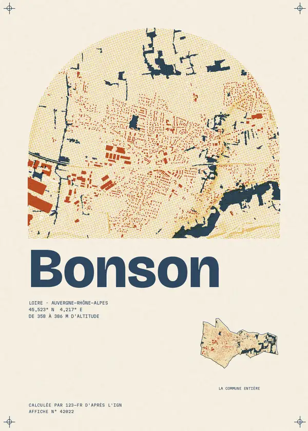Affiche de Bonson, calculée par 123-fr d'après l'IGN