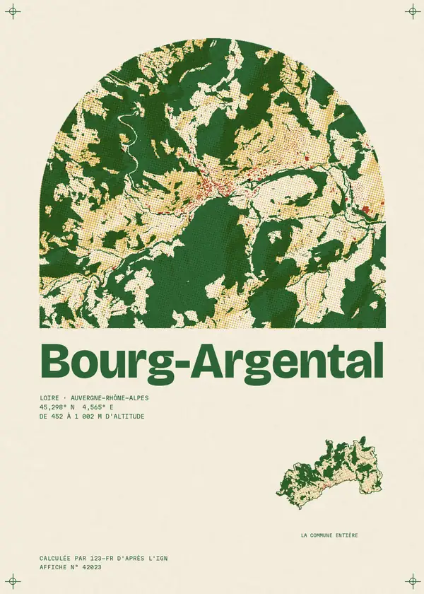 Affiche de Bourg-Argental, calculée par 123-fr d'après l'IGN