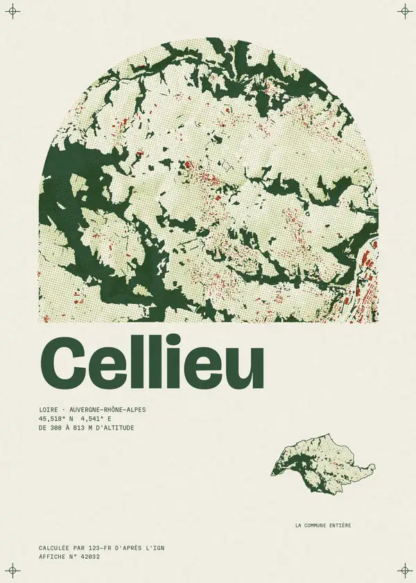 Affiche de Cellieu, calculée par 123-fr d'après l'IGN