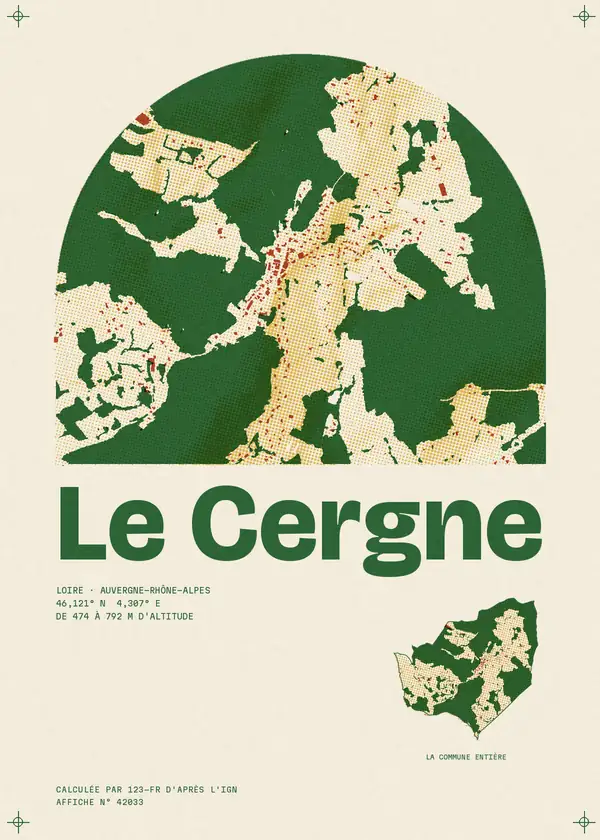Affiche de Le Cergne, calculée par 123-fr d'après l'IGN