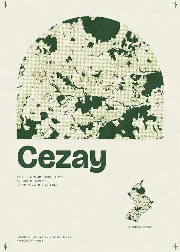 Affiche de Cezay, calculée par 123-fr d'après l'IGN