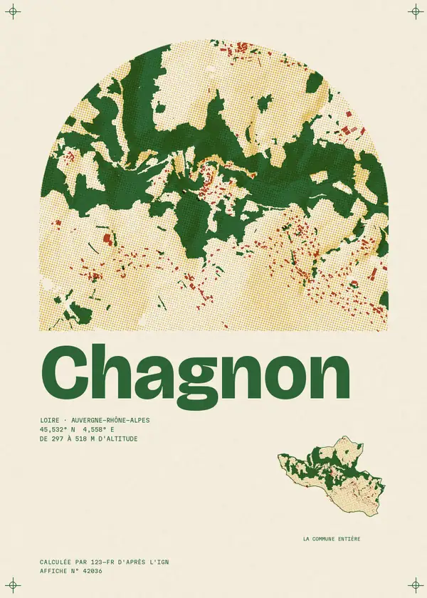 Affiche de Chagnon, calculée par 123-fr d'après l'IGN