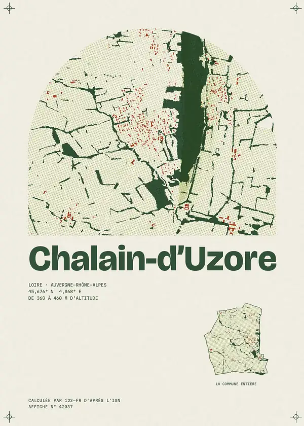 Affiche de Chalain-d'Uzore, calculée par 123-fr d'après l'IGN