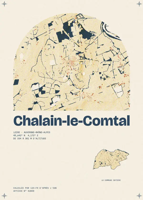 Affiche de Chalain-le-Comtal, calculée par 123-fr d'après l'IGN