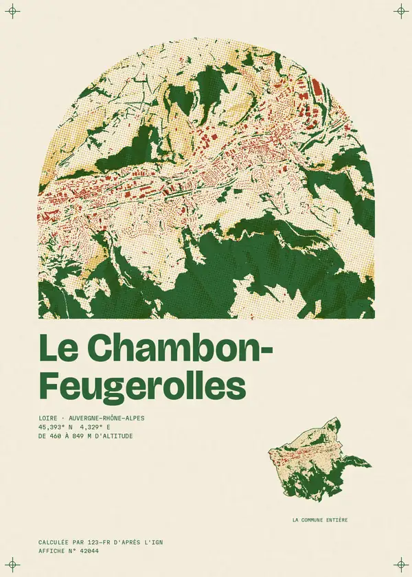 Affiche de Le Chambon-Feugerolles, calculée par 123-fr d'après l'IGN