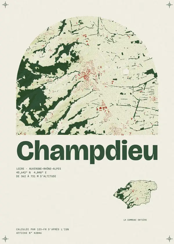 Affiche de Champdieu, calculée par 123-fr d'après l'IGN