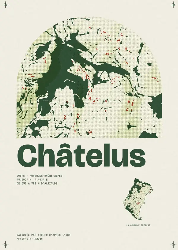 Affiche de Châtelus, calculée par 123-fr d'après l'IGN