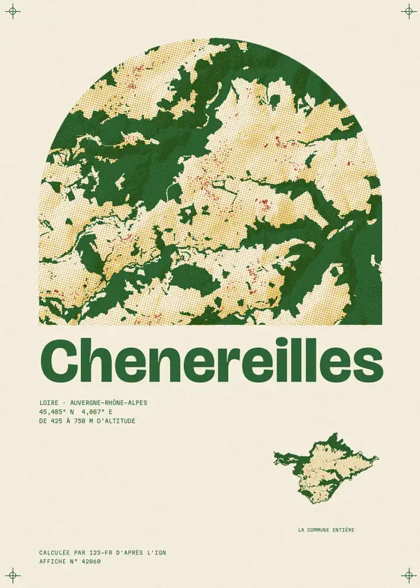 Affiche de Chenereilles, calculée par 123-fr d'après l'IGN