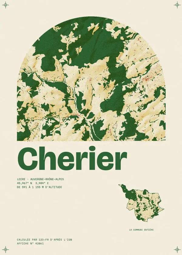 Affiche de Cherier, calculée par 123-fr d'après l'IGN